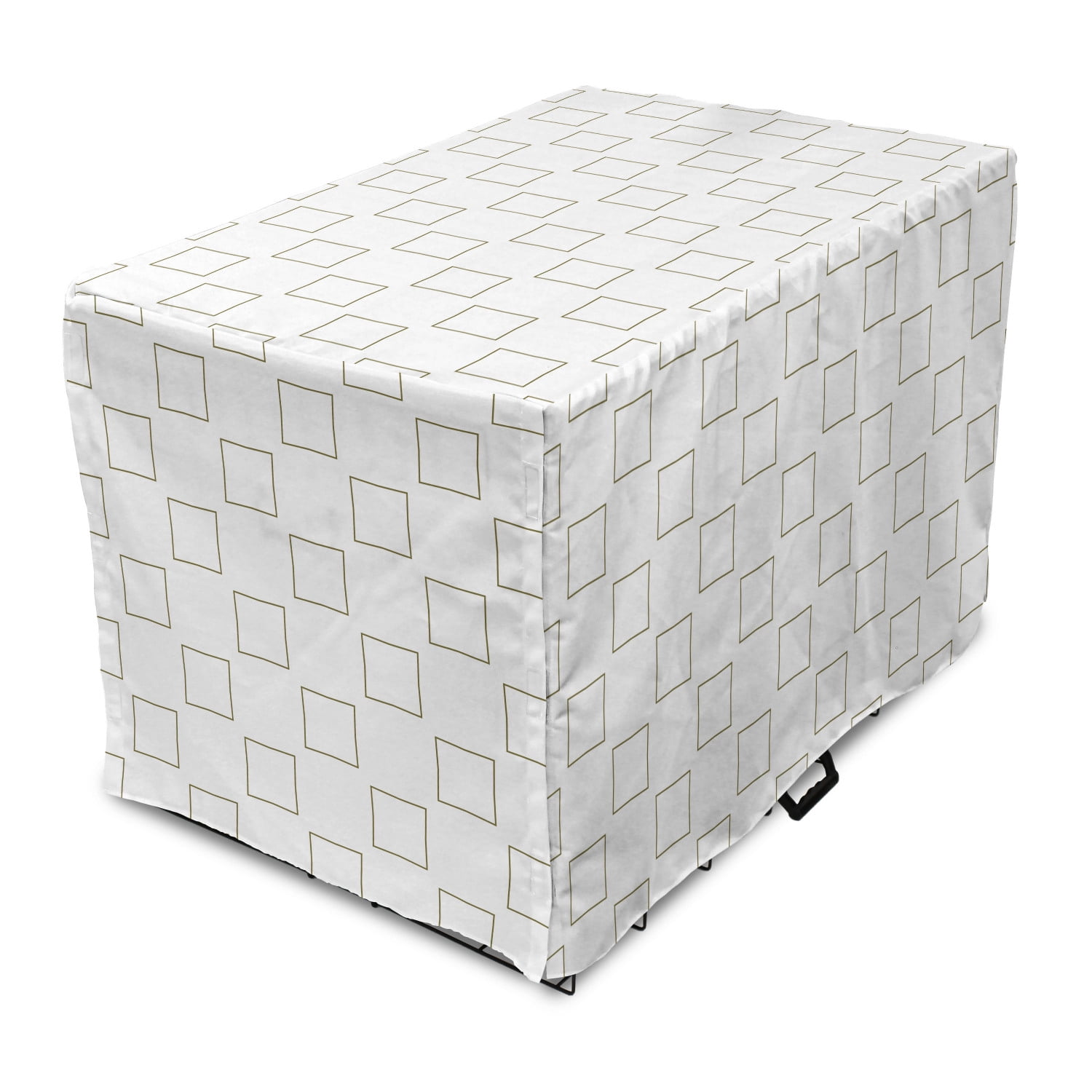 Minimalist Dog Crate Cover, Rhythmic Geometric Curved Squares Motifs ... - Curved Dog Crate Custom