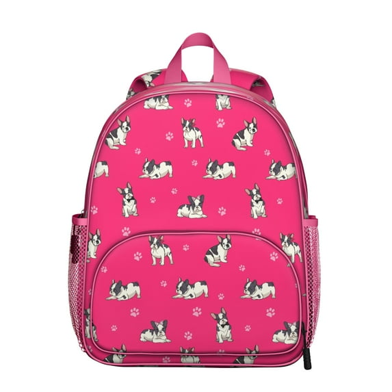 Minimalist Dog Design Student Backpack – Cute Puppy Paw Print with Bone and Tail Cartoon Design, Artistic Watercolor Style for School