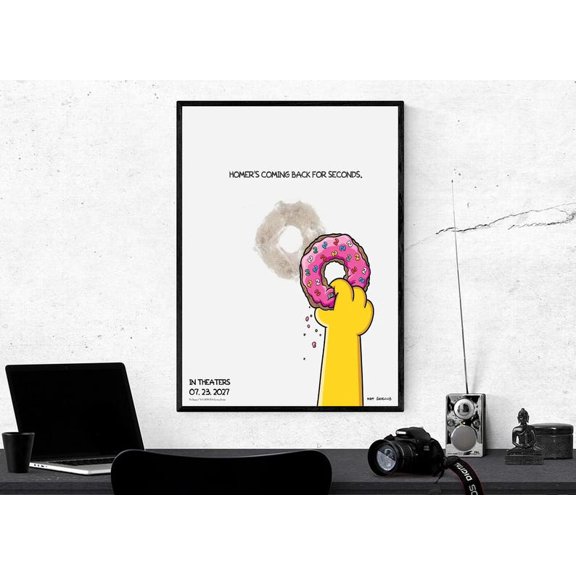 Minimalist Donut Humor Poster Funny Cartoon Hand Scene Sweet Snack Aesthetic Wall Art Decor 16x24 UNFRAMED