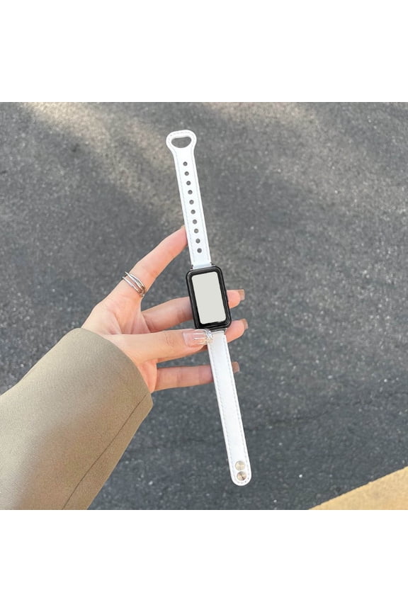 Minimalist Double Buckle PU Material Strap For Smart Bracelets Original Design Card Clasp Wristband