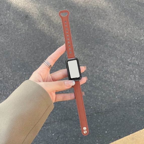 Minimalist Double Buckle PU Material Strap For Smart Bracelets Design Card Clasp Wristband