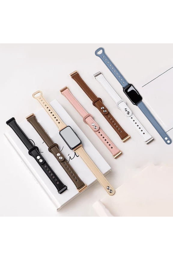 Minimalist Double Buckle PU Material Strap For Smart Bracelets Original Design Card Clasp Wristband