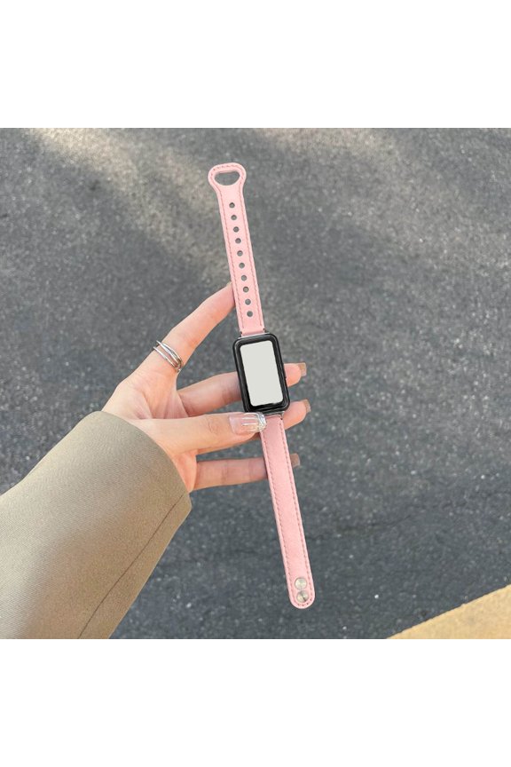 Minimalist Double Buckle PU Material Strap For Smart Bracelets Original Design Card Clasp Wristband