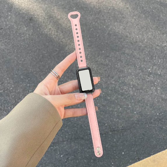 Minimalist Double Buckle PU Material Strap For Smart Bracelets Original Design Card Clasp Wristband