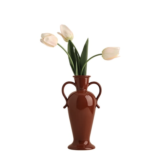 Minimalist Double Ear Ceramic Vase,Home Decor Ornament,Tabletop Flower Vase for Entryway TV Stand Living Room Decoration