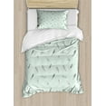 thumbnail image 1 of Minimalist Duvet Cover Set, Abstract Feather Sketch Hand Drawn on Simplistic Background, Decorative 2 Piece Bedding Set with 1 Pillow Shams, Twin Size, Mint Green Pale Grey, by Ambesonne, 1 of 3
