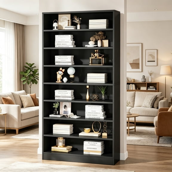 Minimalist E1 Particle Board Open Bookshelf Storage Cabinet Multi-Purpose Display Rack with Anti-Toppling Kit for Living Room Bedroom Office
