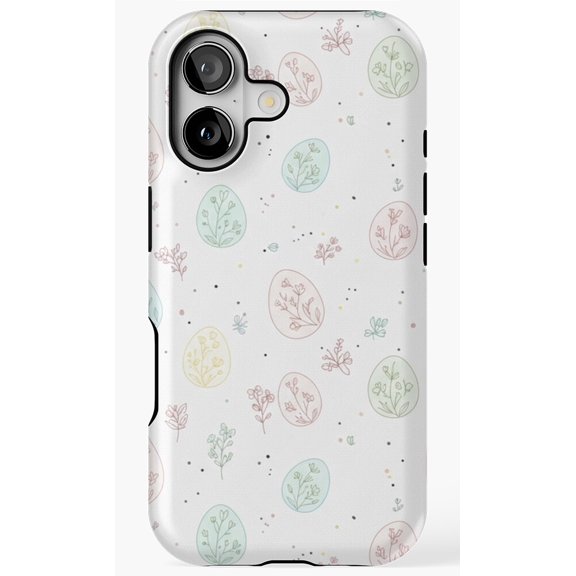 Minimalist Easter Garden Pastel Egg Floral Phone Case for iPhone 11 12 13 14 15 16 17 Pro Max