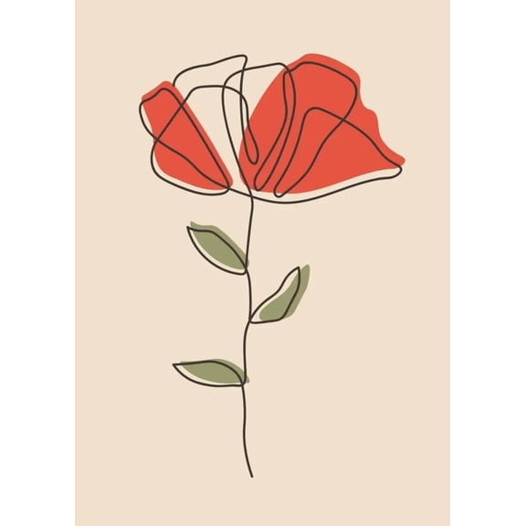 Minimalist Elegant Floral Canvas Wall Poster Modern Wall Art Line Red Flower Canvas Painting Aesthetic Pictures for Home Decor 40x60cm