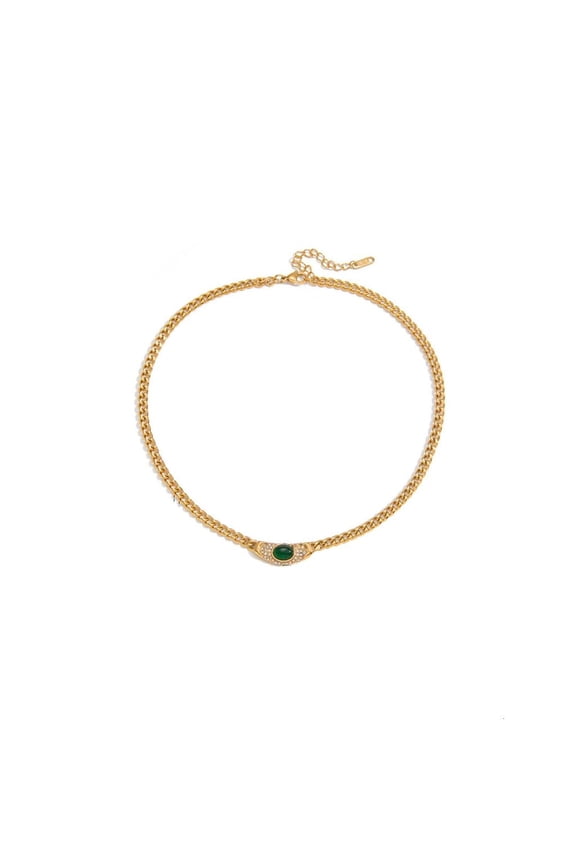 Minimalist Elegant Zircon Accent Pendant Necklace Stainless Steel Chain Jewelry For Women Daily Wear Gift