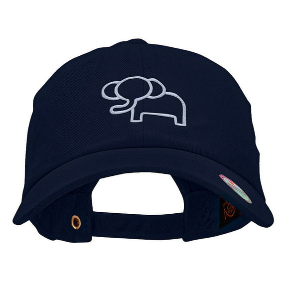 Minimalist Elephant Outline Embroidered Unstructured Cotton Cap - Navy OSFM