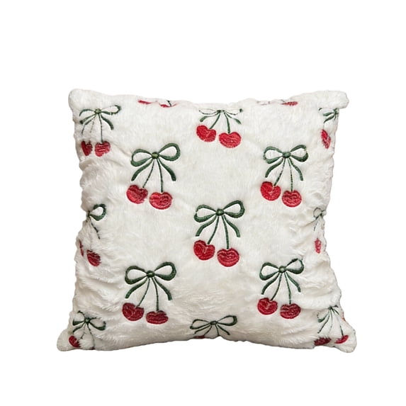 Minimalist Embroidered Cherry Throw Pillow Cover,Spring Summer Boho Decorative Pillow Cover with Zipper,Decorative Cushion Case Polyester Sofa Bed Living Room Home Decor Craftsmanship