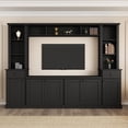 thumbnail image 1 of Minimalist Entertainment Wall Unit Set with Bridge for TVs Up to 75'', Ample Storage Space TV Stand with Adjustable Shelves, Modernist Large Media Console for Living Room, Black, 1 of 9