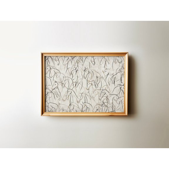 Minimalist Equestrian Line Art Abstract Horse Sketch Neutral Wall Art, Unframed Paper Poster 8x10in