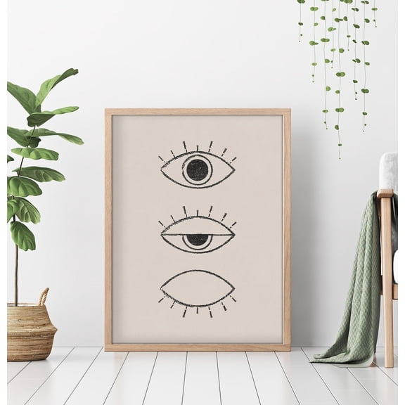Minimalist Eye Line Art Print, Boho Eyelash Poster Unframed Paper Print