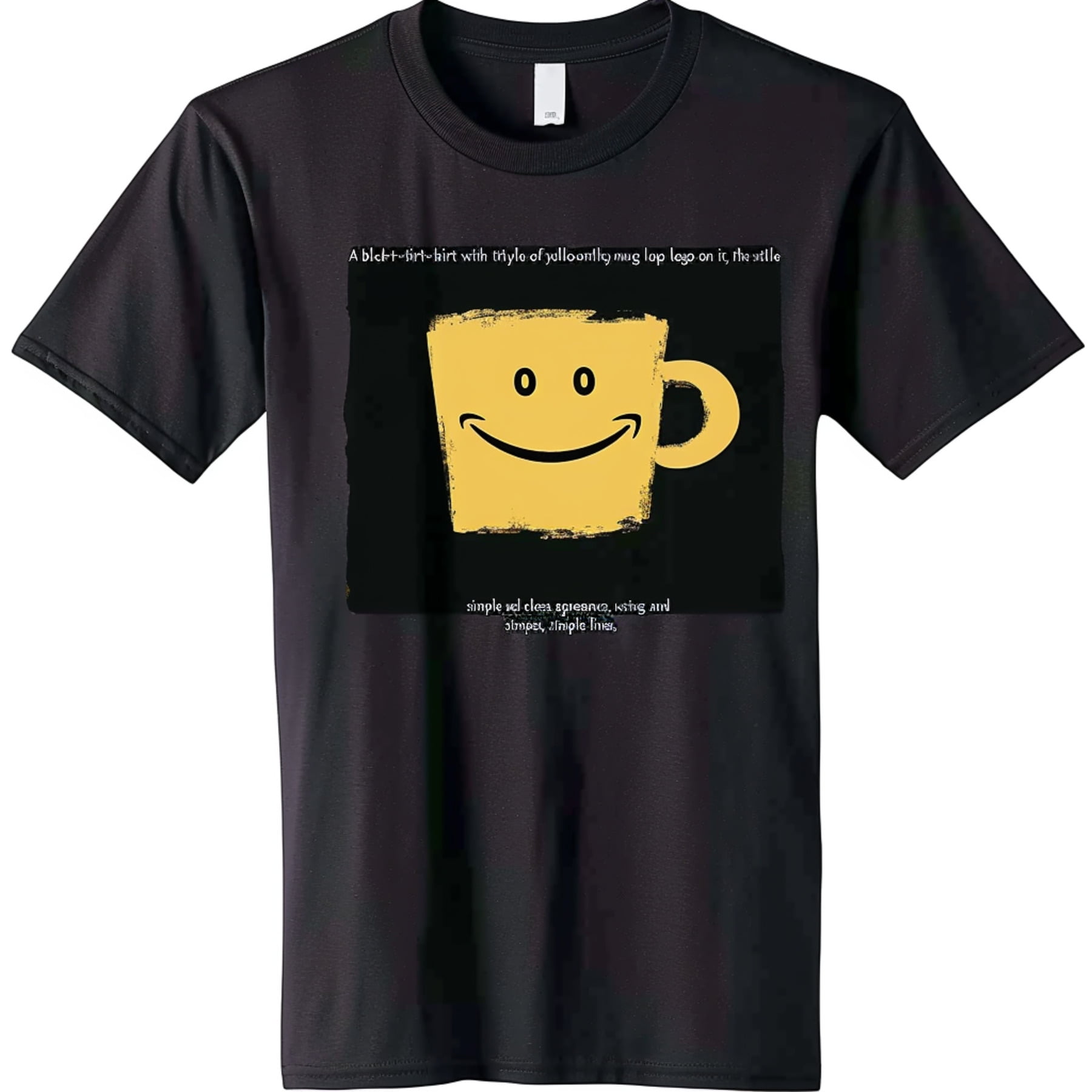 Minimalist Face Coffee Cup Logo Black TShirt Cute Cartoon Character ...