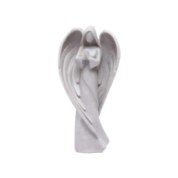 Minimalist Faceless Angel Ornament, Vintage Sandstone White Praying Winged Angel Resin Statue for Fall Halloween Bedroom Cemetery Style Holiday Gift