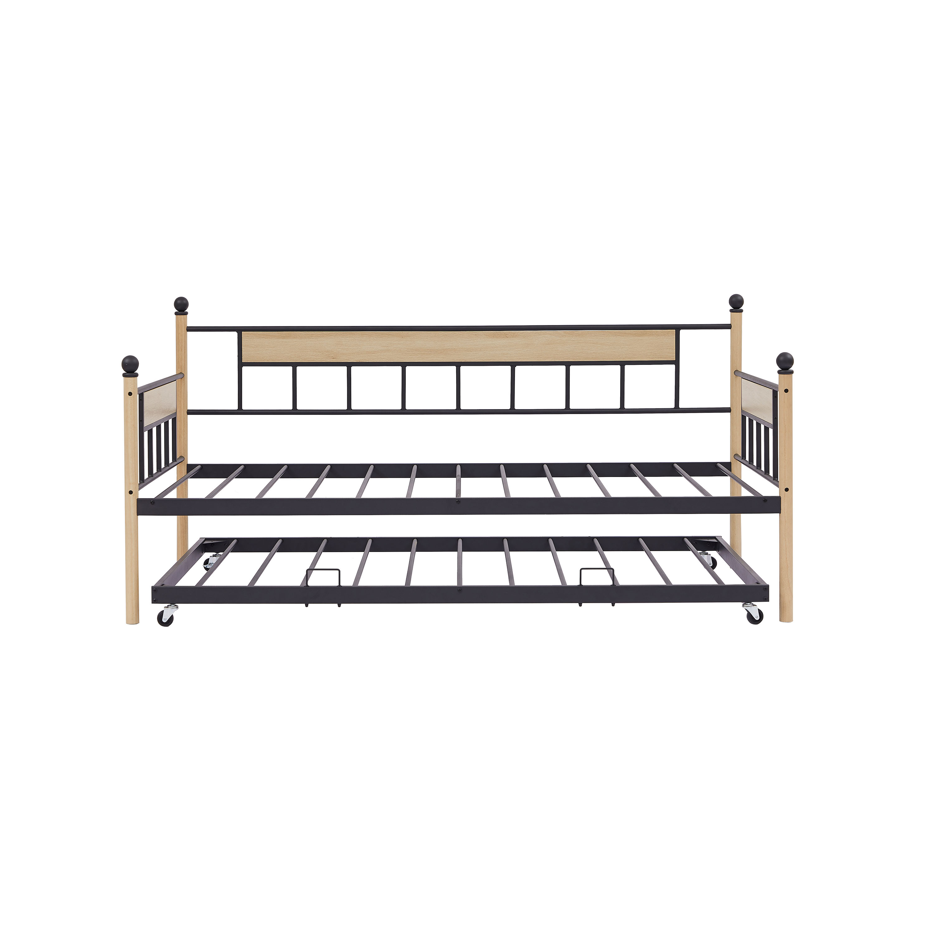 Minimalist Farmhouse Style Twin Size Daybed with a Trundle Bed, Natural ...