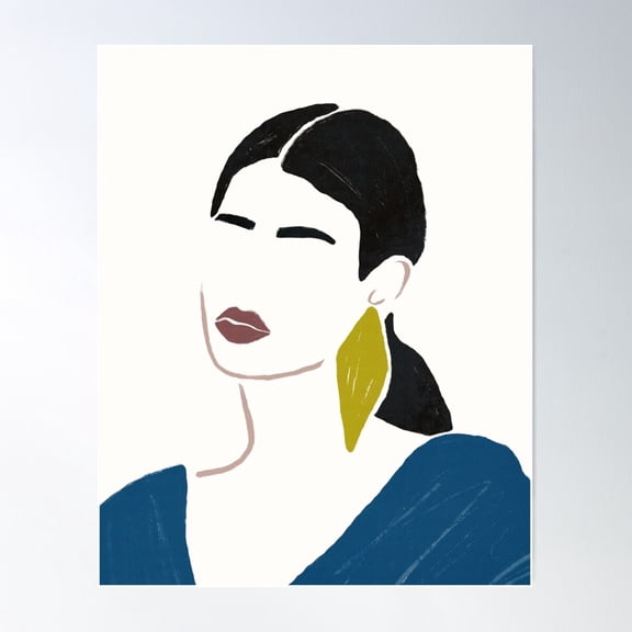 Minimalist Fashion Girl Portrait Poster Wall Art, Modern Wall Decor For Living Room Bedroom, 8x12 UNFRAMED