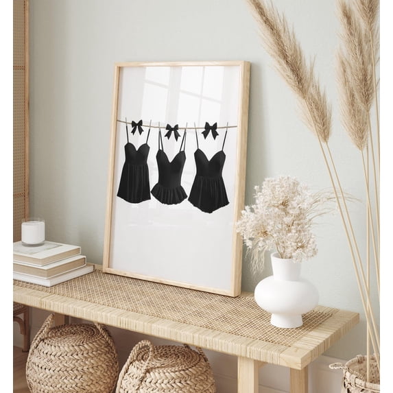 Minimalist Fashion Illustration Wall Art Print, Black Dress, Elegant ...