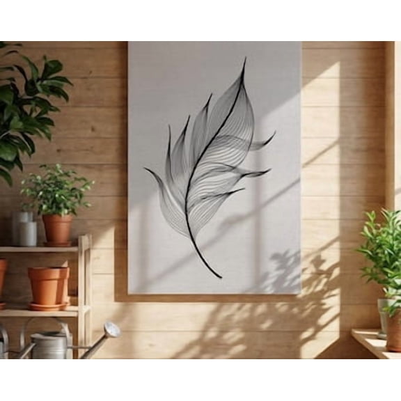Minimalist Feather Art, Elegant Line Drawing Poster Vintage Style Wall Decor , Poster Print Only