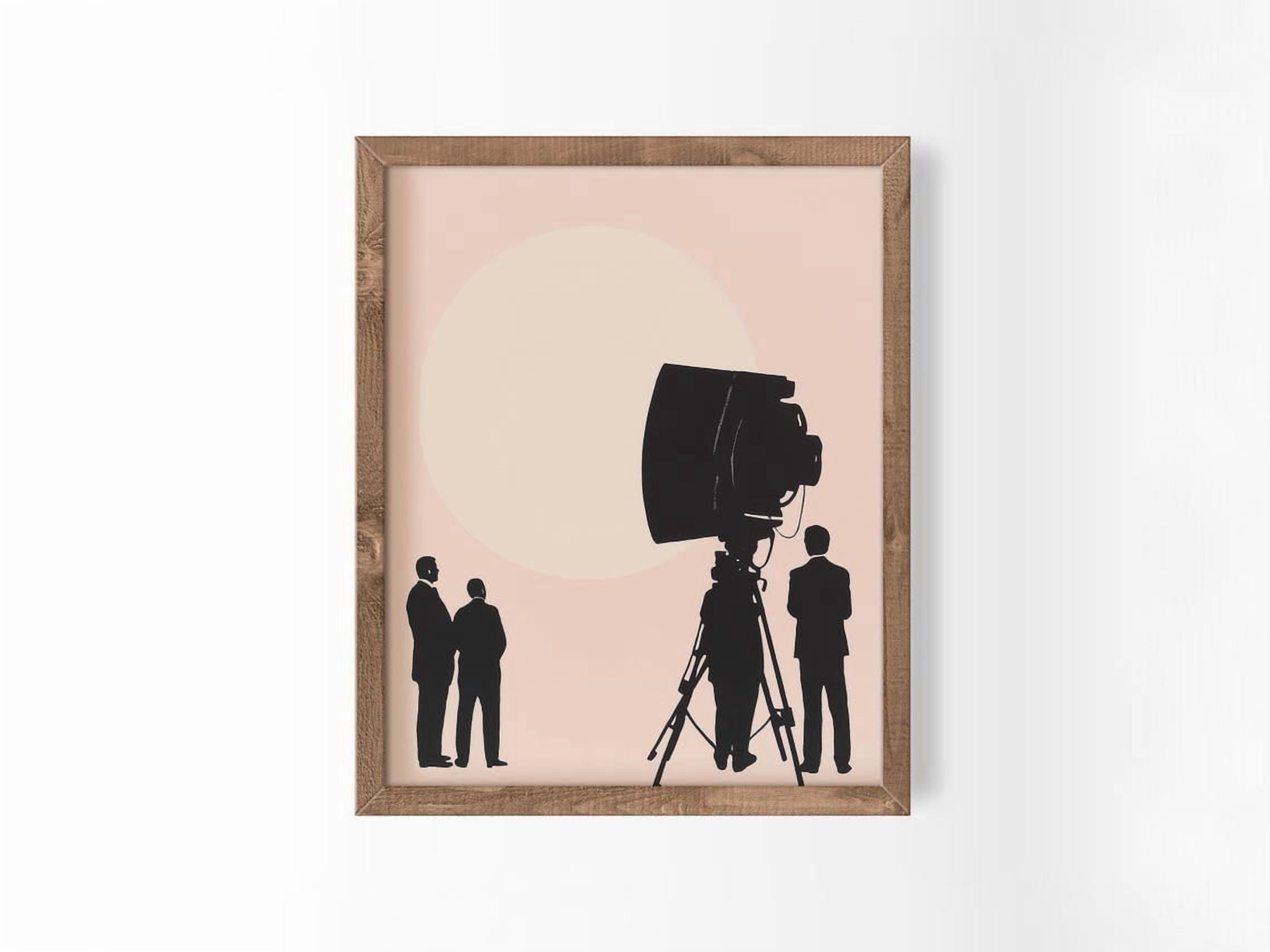 Minimalist Film Set Wall Art Print, Tiny People Movie Camera And Mid ...