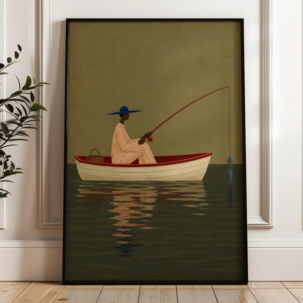 Minimalist Fishing Poster, Modern Masculine, Nautical Decorative ...