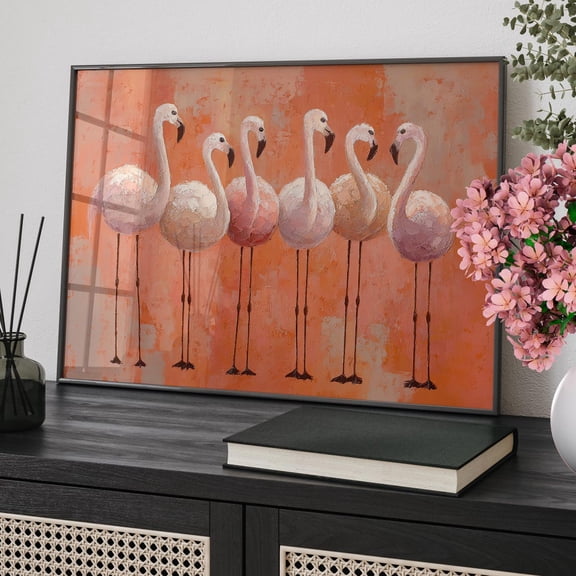 Minimalist Flamingo Wall Art, Soft Pink Tropical Bird Decor, Stretched Canvas Size 8x12