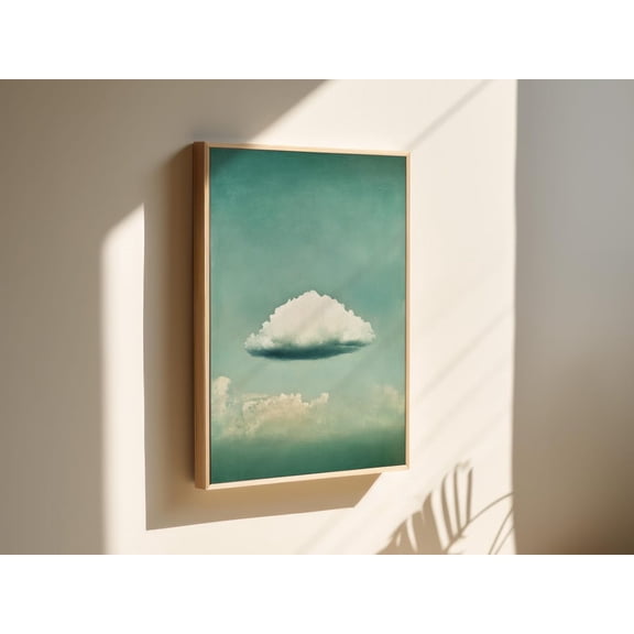 Minimalist Floating Cloud Print - Serene Sky Wall Art - Soft Pastel Atmosphere - Dreamy Nature Painting - Tranquil Cloudscape Decor Wall Art, Modern Wall Decor, 16x24 UNFRAMED