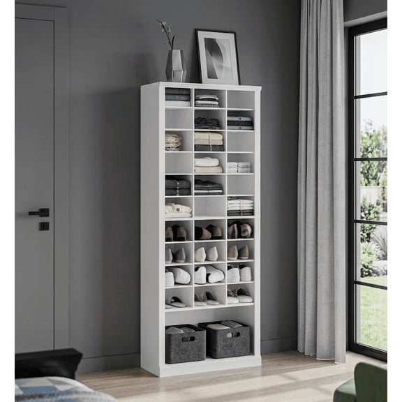 Minimalist Floor-Standing Multilayer Open Storage Cabinet, Tall Vertical Home Organizer Rack, Suitable for Entryway, Bedroom, and Walk-in Closet