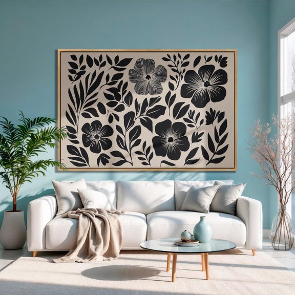 Minimalist Floral Art Black And White Botanical Poster, Ready To Hang, 8x12 UNFRAMED