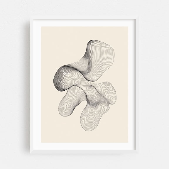 Minimalist Floral Art - Line Drawing Line Art Abstract Minimalist Modern Art Geometric Black and White Surrealism White Framed Wall Art Print 5 x 7 inches