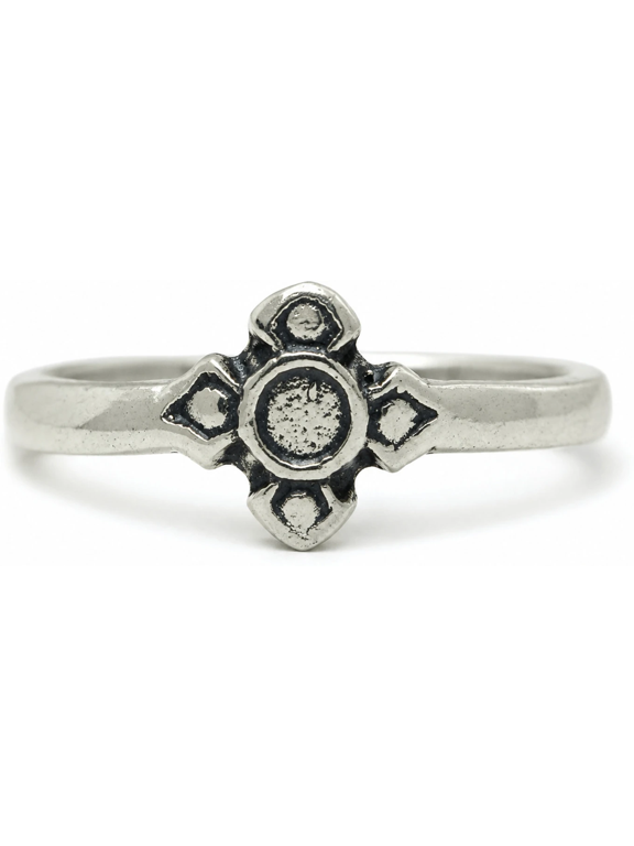 Minimalist Floral Brass Ring Unisex Silver Color Vintage Band Ring