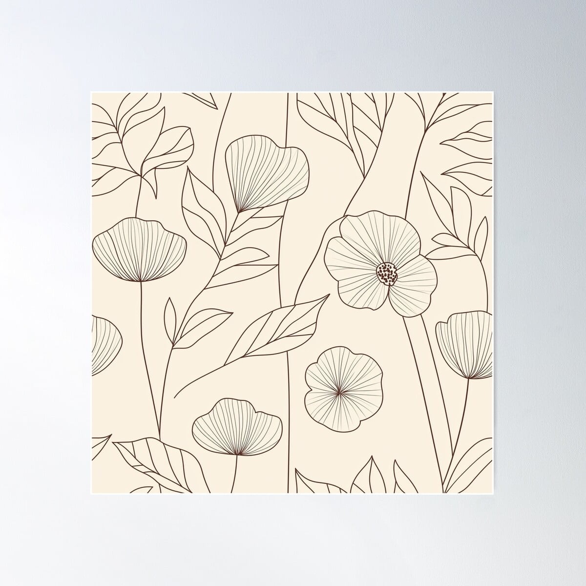Minimalist Floral Line Art In Neutral Tones Poster Wall Art, Modern ...