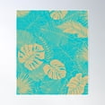 thumbnail image 1 of Minimalist Floral Line Art Pattern With Tropical Leaves Design | Aqua Blue & Beige Poster Wall Art, Modern Wall Decor For Living Room Bedroom, 24x36 UNFRAMED, 1 of 3