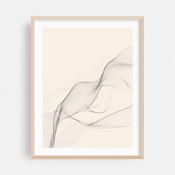 Minimalist Floral Line Drawing - Line Drawing Abstract Minimalist Line Art Black and White Modern Art Geometric Surrealism Oak Framed Wall Art Print 5 x 7 inches