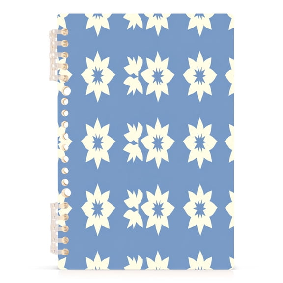 Minimalist Floral Pattern A5 8.3x5.7in PP Notebook, Adjustable Rings, 60 Sheets, Diary or Journey Note