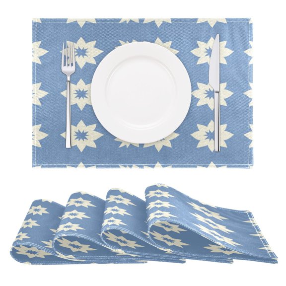 Minimalist Floral Pattern Reversible Placemat Non Slip Coffee Mat 18x12 Inch for Dining, Kitchen, Coffee