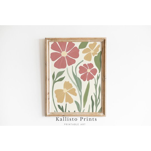 Minimalist Floral Wall Art, Vintage Botanical Print Poster, Aesthetic Wildflower , Neutral Home Decor, Print Poster Wall Art, Size 24x36 UNFFRAMED F03.1.6l2155