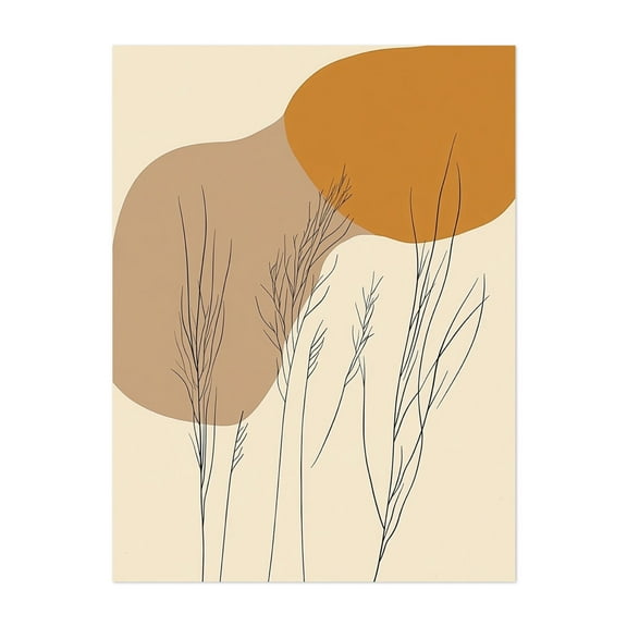 Minimalist Flower Drawing - Line Drawing Abstract Minimalist Line Art Modern Art Boho Geometric Botanical Unframed Wall Art Print 36 x 48 inches