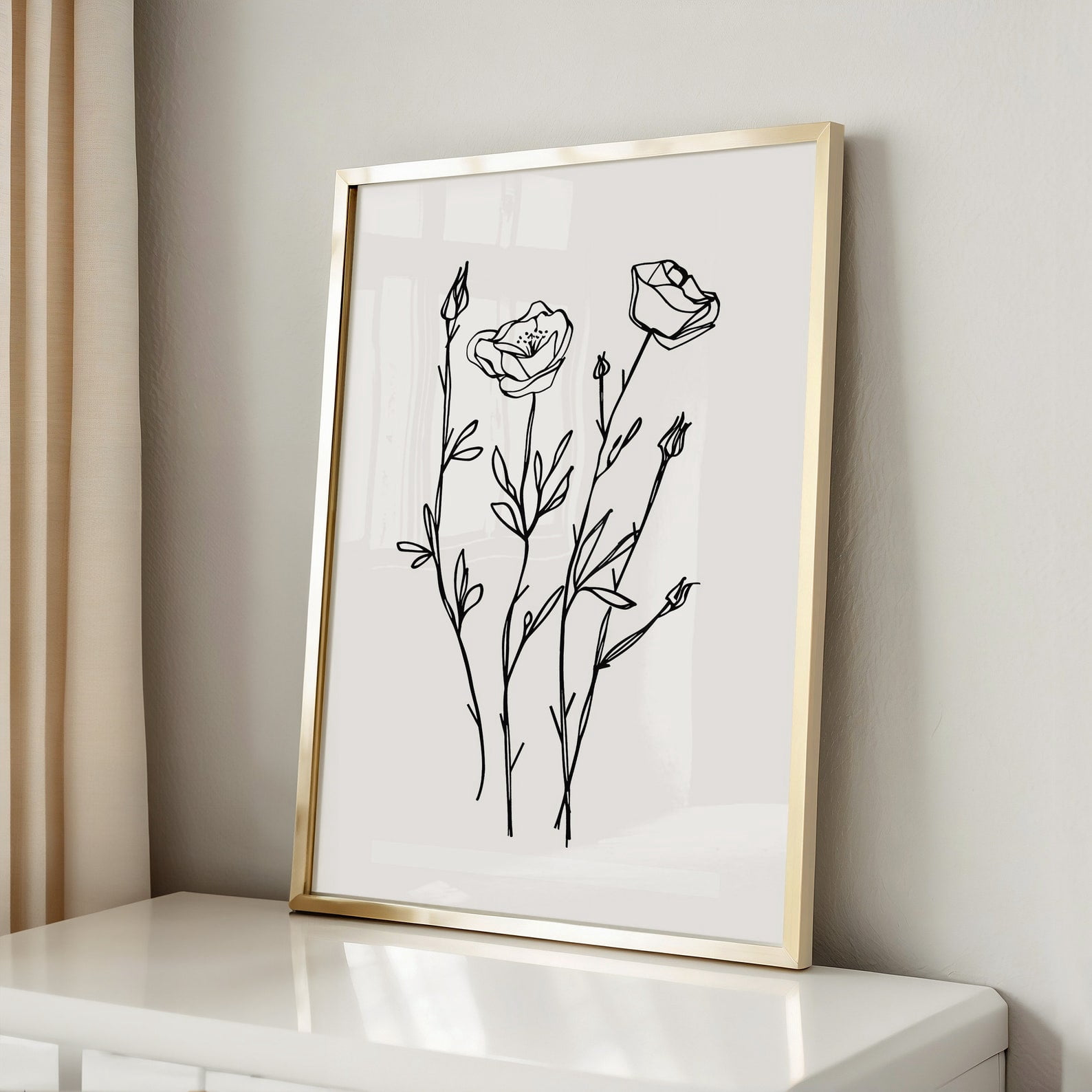 Minimalist Flower Print | Line Art PRINTABLE Wall Art | Line Art Floral ...
