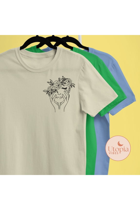 Minimalist Flower Woman Face Shirt, Abstract Logo Women Face Shirt, Woman Face Tee, Face Line Art T-Shirt, Plant Woman, Flower Graphic Tee