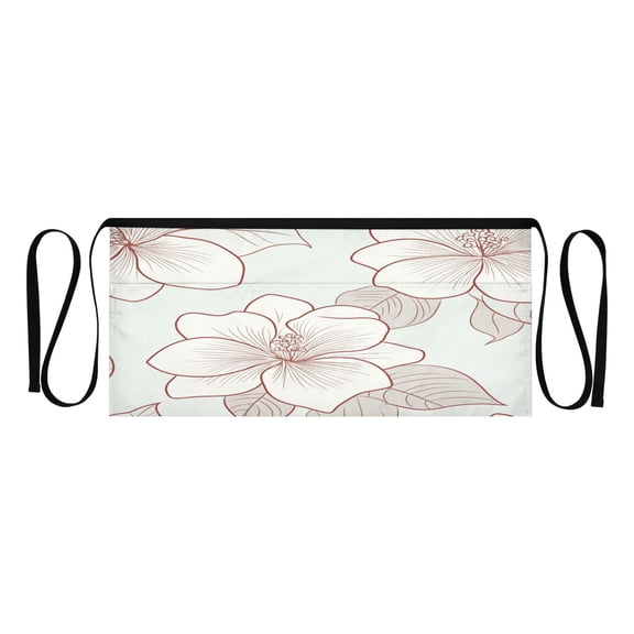 Minimalist Flowers Multi Pocket Short Apron Waterproof, Adjustable 96.5in Belt for various occasions