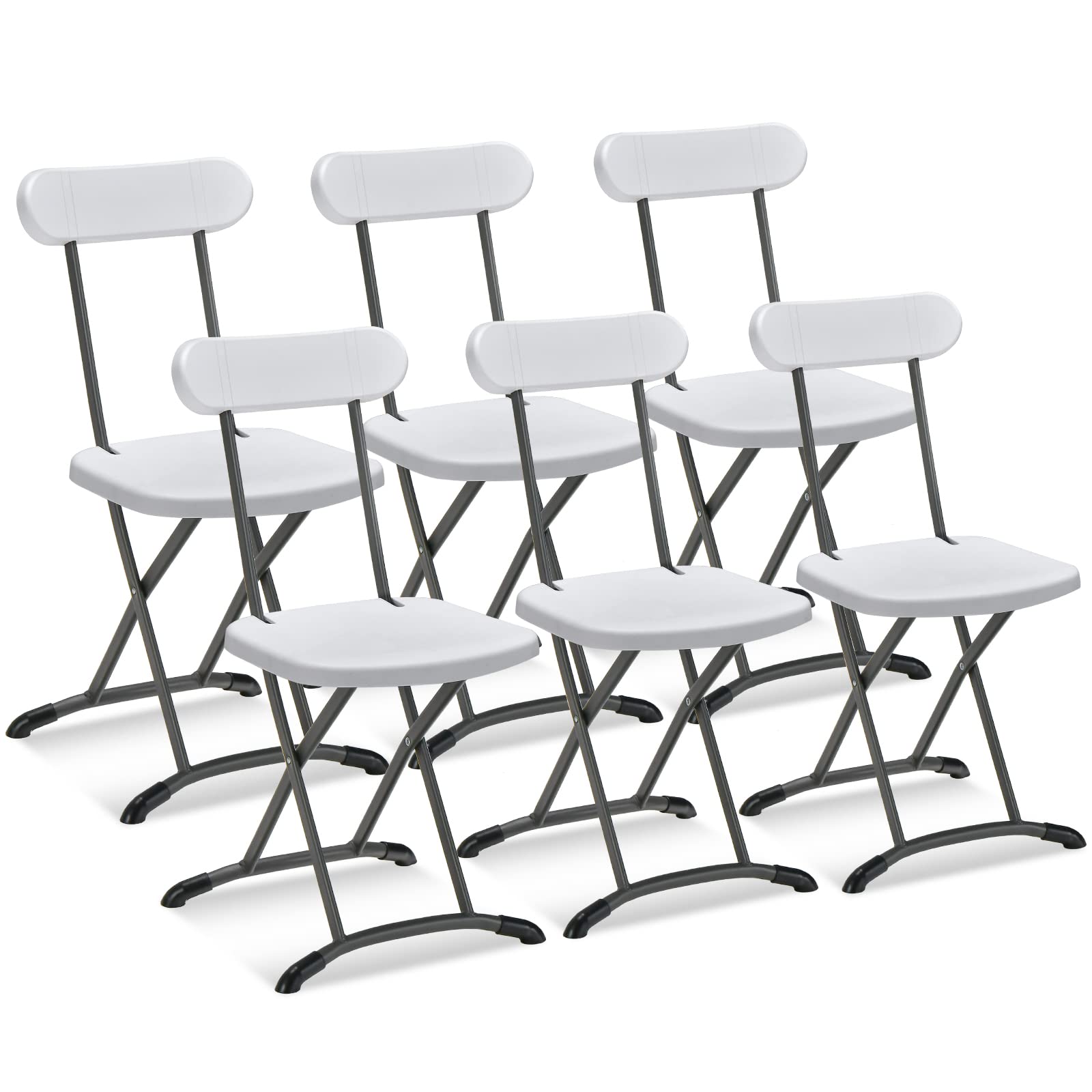 Minimalist Folding Chairs Set of 6, Steel Frame & Curved Backrest ...