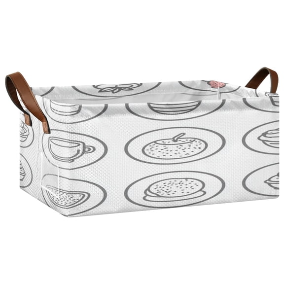Minimalist Food Icon Open Home Storage Bins Foldable Metal Frame Shelf Baskets 16.9x11.4x7.7in Water-Resistant