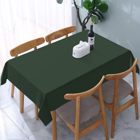 Minimalist Forest Green Rectangle Table Cloth Soft Washable Oblong Tablecloth Covers for Kitchen & Table Linens 60" x 84"