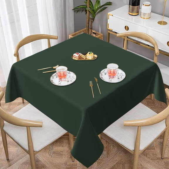 Minimalist Forest Green Soft Tablecloth Square Dinng Table Covers for Kitchen & Table Linens 52" x 52"