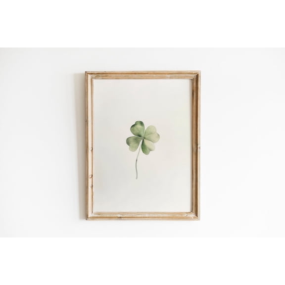 Minimalist Four Leaf Clover, St, Patrick'S Day, Boho St Patricks Wall Decor, Green Saint Patrick Shamrock Home Decor, 8x12 UNFRAMED