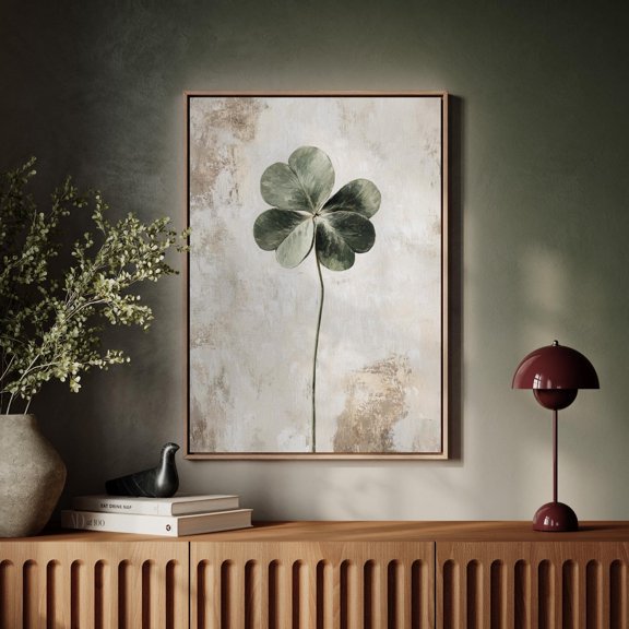 Minimalist Four-Leaf Clover Wall Art - Lucky Botanical Hangable Decor For Nature-Inspired Serenity In Home Spaces Wall Art, Modern Wall Decor, 16x24 UNFRAMED