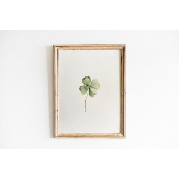 Minimalist Four Leaf Clover Wall Art St Patricks Day Boho Green Shamrock Poster 24x36 UNFRAMED